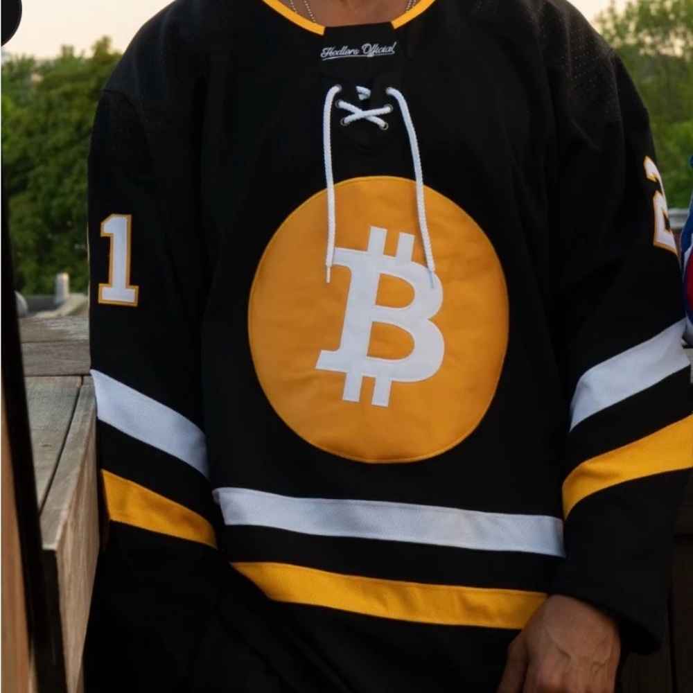 Black and Yellow Bitcoin Hockey Jersey